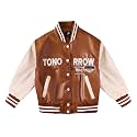 Kids Leather Jacket Boys Baseball Jacket Motorcycle Faux Leather Zipper Coats 4-8 Years