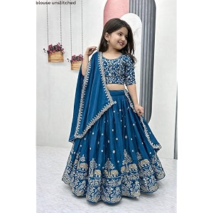 Kids Lehenga Choli with Elephant Embroidery