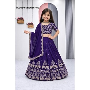 Kids Lehenga Choli with Elephant Embroidery