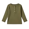 Kids Long Sleeve Henley Shirt Ribbed Cotton T-Shirt 2-7 Years