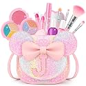 Kids Makeup Kit for Girl, 15Pcs Real Washable Make Up Set &amp; Purse Rainbow J