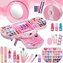 Kids Makeup Sets for Girls Toys - Washable Makeup for Kids with Mirror, Real Dressing Table with Stand, Princess Play Makeup Kit Perfect for 3 4 5 6 7 8-12 Year Old Girls Birthday & Christmas