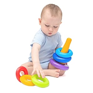 kids mandi smiley stacking toys coloring teddy bear face rings for kids 9 ring multi color non toxic plasticmulti use bath toy indoor game outdoor game educational toy 9 pcs