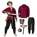 Kids Medieval Viking Pirate Renaissance Tunic Pants Accessories Costume for Boys Cosplay 3-14 Years