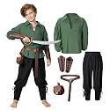 Kids Medieval Viking Pirate Renaissance Tunic Pants Accessories Costume for Boys Cosplay 3-14 Years