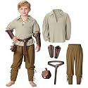 Kids Medieval Viking Pirate Renaissance Tunic Pants Accessories Costume for Boys Cosplay 3-14 Years
