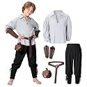 Kids Medieval Viking Pirate Renaissance Tunic Pants Accessories Costume for Boys Cosplay 3-14 Years