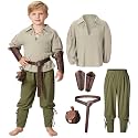 Kids Medieval Viking Pirate Renaissance Tunic Pants Accessories Costume for Boys Cosplay 3-14 Years
