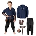 Kids Medieval Viking Pirate Renaissance Tunic Pants Accessories Costume for Boys Cosplay 3-14 Years