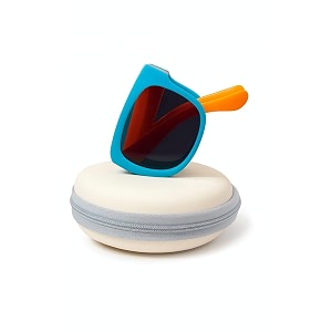 kids modern square foldable sunglasses for boys and girls with protective case