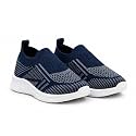 Kids Navy Blue Knit Slip-On Sneakers for