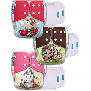 kids need leakage proof cloth diaper for babies 0 to 3 years high absorbent 3 reusable diaper cover 6 insert pad combo pack 5-18kg adjustable free size washable pocket cloth diapers for babies p84