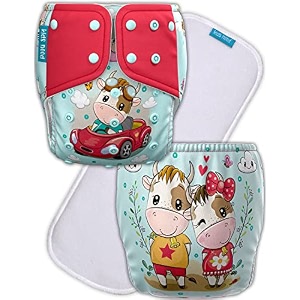 kids need leakage proof cloth diaper for babies 0 to 3 years high absorbent 1 reusable diaper cover 1 insert pad combo pack 5-18kg adjustable free size washable pocket cloth diapers for babies w4
