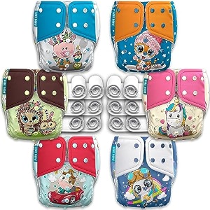 kids need leakage proof cloth diaper for babies 0 to 3 years high absorbent 6 reusable diaper cover 12 insert pad combo pack 5-18kg adjustable free size washable pocket cloth diapers for babies p99
