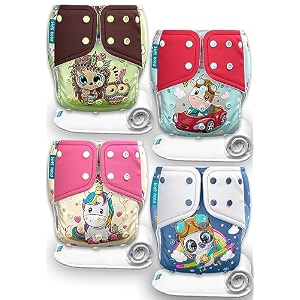 kids need leakage proof cloth diaper for babies 0 to 3 years high absorbent 4 reusable diaper cover 4 insert pad combo pack 5-18kg adjustable free size washable pocket cloth diapers for babies p42