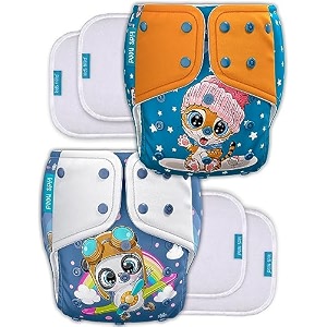 kids need leakage proof cloth diaper for babies 0 to 3 years high absorbent 2 reusable diaper cover 4 insert pad combo pack 5-18kg adjustable free size washable pocket cloth diapers for babies p71