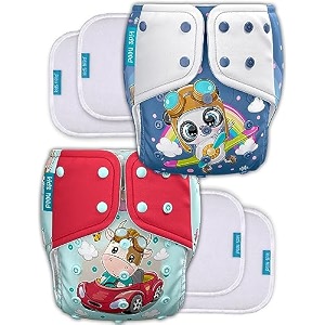 kids need leakage proof cloth diaper for babies 0 to 3 years high absorbent 2 reusable diaper cover 4 insert pad combo pack 5-18kg adjustable free size washable pocket cloth diapers for babies p69