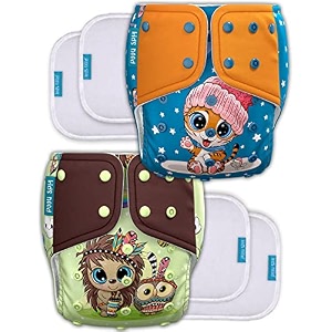 kids need leakage proof cloth diaper for babies 0 to 3 years high absorbent 2 reusable diaper cover 4 insert pad combo pack 5-18kg adjustable free size washable pocket cloth diapers for babies p65