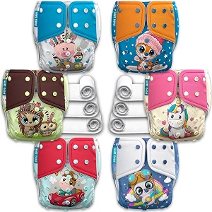 kids need leakage proof cloth diaper for babies 0 to 3 years high absorbent 6 reusable diaper cover 6 insert pad combo pack 5-18kg adjustable free size washable pocket cloth diapers for babies p48