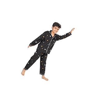 Kids NightwearNight Suit Printed Full Sleeves Shirt-Pyjama