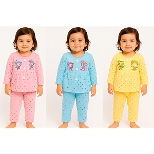 baby girl39s fabulous collection of printed full sleeves soft hosiery cotton vestsjhabla frock with pyjama pants dress for kids infant toddler set of 3