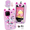 Kids Phone for Girl Toys, Christmas Birthday Gift for Girls Age 3-10, Toddler Learning Toys Phones, 2.8" Touchscreen Kids Smart Phone with Dual Camera, Game, MP3 Player, 32GB Card & Unicorn Bag Pink
