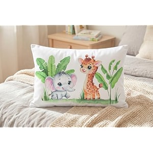 kids pillow 12x18 inch polyester soft cushion for babies 15 years cute elephant amp giraffe animal print neck support sleeping pillow