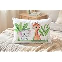 Kids Pillow 12x18 Inch, Polyester Soft Cushion for Babies 1–5 Years, Cute Elephant & Giraffe Animal Print, Neck Support Sleeping Pillow