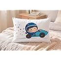 Kids Pillow 12x18 Inch, Soft Polyester Fabric, Cute Racing Car Cartoon Print (Baby Driver Theme), Baby Pillow for 1–5 Years, Neck Support Cushion – Pack of 1
