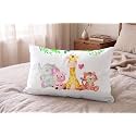 Kids Pillow 12x18 Inch, Soft Polyester Fabric, Jungle Animal Cartoon Print (Elephant, Giraffe, Pig & Tiger), Baby Pillow for 1–5 Years, Neck Support Cushion – Pack of 1