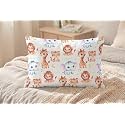 Kids Pillow 12x18 Inch, Soft Polyester Fabric, Cute Jungle Animal Cartoon Print (Lion, Elephant, Giraffe & Tiger), Baby Pillow for 1–5 Years, Neck Support Cushion – Pack of 1