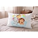 Kids Pillow 12x18 Inch, Soft Polyester Fabric, Cute Jungle Animal Cartoon Print (Elephant, Lion &amp; Giraffe with Rainbow), Baby Pillow for 1–5 Years, Neck Support Cushion – Pack of 1