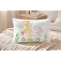 Kids Pillow 12x18 Inch, Soft Polyester Fabric, Cute Animal Cartoon Print (Elephant & Giraffe Scooter Theme), Baby Pillow for 1–5 Years, Neck Support Cushion – Pack of 1