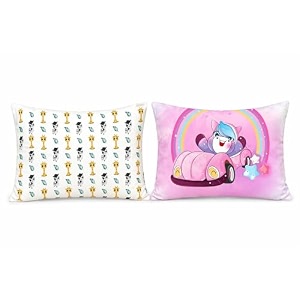 kids pillow pack of 2 12x18 inch soft polyester fabric cute cartoon prints giraffe amp zebra pattern  unicorn car rainbow baby pillow for 15 years neck support cushion set