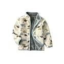 Kids Printed Fleece Jacket Sherpa Lined Lightweight Zip