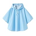 Kids Rain Poncho Hooded Waterproof Raincoat for Boys Girls
