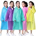 Kids Rain Poncho, Reusable EVA Children Raincoat for 6-13 Girls Boys, Waterproof Rain Jackets Rainwear with Hood