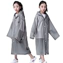 Kids Rain Poncho, Reusable EVA Children Raincoat for 6-13 Girls Boys, Waterproof Rain Jackets Rainwear with Hood