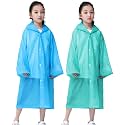 Kids Rain Poncho, Reusable EVA Children Raincoat for 6-13 Girls Boys, Waterproof Rain Jackets Rainwear with Hood