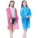 Kids Rain Poncho, Reusable EVA Children Raincoat for 6-13 Girls Boys, Waterproof Rain Jackets Rainwear with Hood
