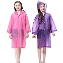 Kids Rain Poncho, Reusable EVA Children Raincoat for 6-13 Girls Boys, Waterproof Rain Jackets Rainwear with Hood
