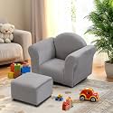 Kids Recliner Chair, Kids Upholstered Couch with One Cup Holder, Footrest, Backrest, Toddlers Velvet Recliner with Headrest and Footrest