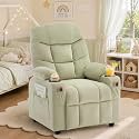 Kids Recliner Chair Velvet Reclining Toddler Push Back Big Sofa Ages 3-12