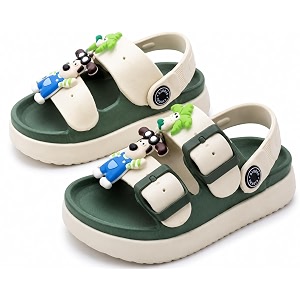 Kids Sandals e Beige and Green Adjustable