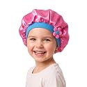Kids Satin Silk Bonnet for Sleeping, Girls Toddler Pink Cute Hair Cap Cover