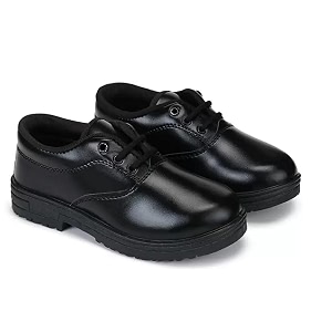 kids school uniform shoes memory foam cushion black lace-up lightweight