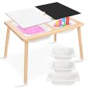 Kids Sensory Table, Sensory Activity Table with Double-Side Board &amp; 3 Storage Bins, Toddler Play Sand Table Indoor Outdoor Use to Play Study Dining Toys Storage Boys Gilrs