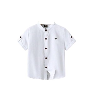 kids shirt cotton blend solid short sleeve shirt for boys  comfortable amp breathable casual