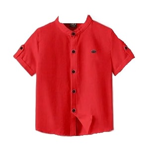 kids shirt cotton blend solid short sleeve shirt for boys  comfortable amp breathable casual