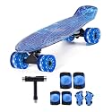 Kids Skateboard Set with Light-Up Wheels–Complete Beginner Kit Includes Full Protective Gear &amp; Skate Tool–Ideal for Boys &amp; Girls